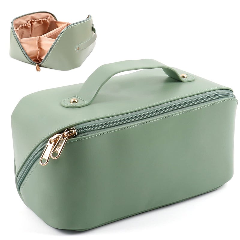 MAMUNU Large Capacity Cosmetic Bag  Travel Cosmetic Storage Bag with Handle  Portable Zipper Cosmetic Bag Toiletry Bag Makeup Bag Large with Compartments for Women Girls - Image 1